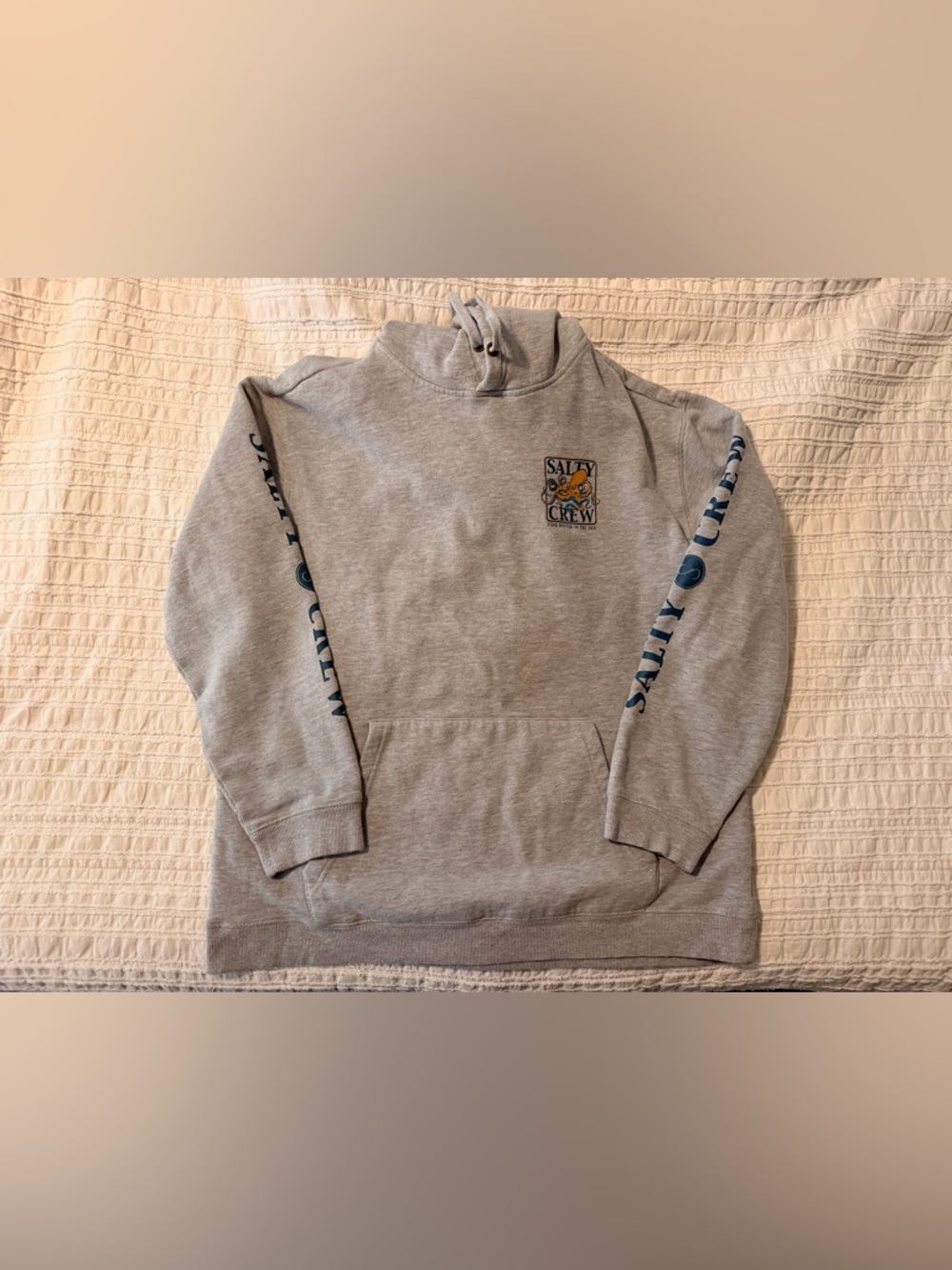 Salty Crew Gray Hoodie with Blue & Orange Octopus Graphic - Picture 2 of 2